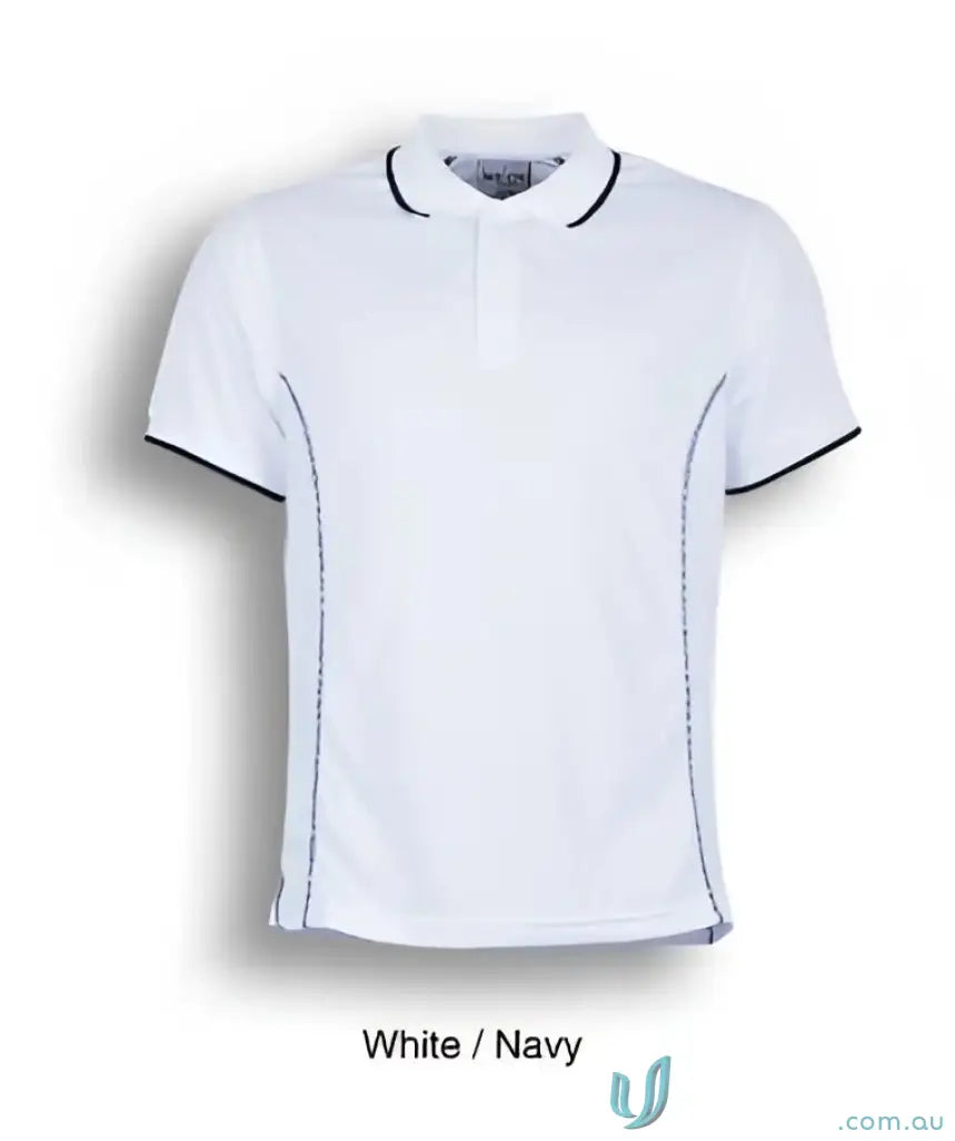 Bocini CP0910 Stitch Polo - Large Sizes in White/Navy