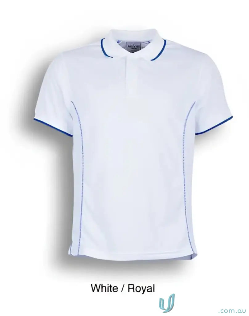 Bocini CP0910 Stitch Polo - Large Sizes in White/Royal