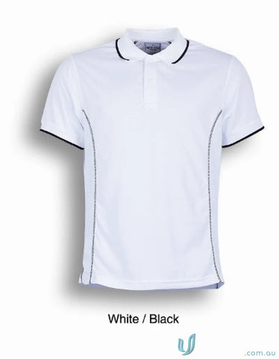 Bocini CP0910 Stitch Polo in White/Black