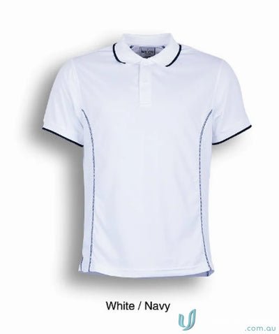 Bocini CP0910 Stitch Polo in White/Navy