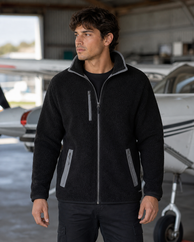 Unisex Streetworx Full Zip Sherpa Fleece on Australian male model