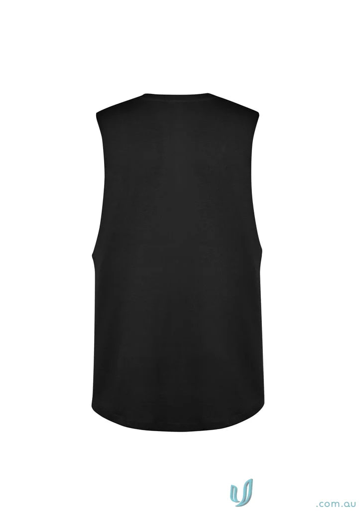 Black Black Mens Streetworx Sleeveless Tee with drop armholes for streetwear style