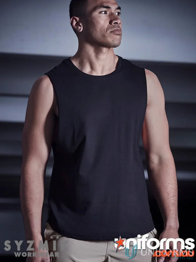 Black streetworx sleeveless tee with drop armholes, perfect for sleeveless workwear