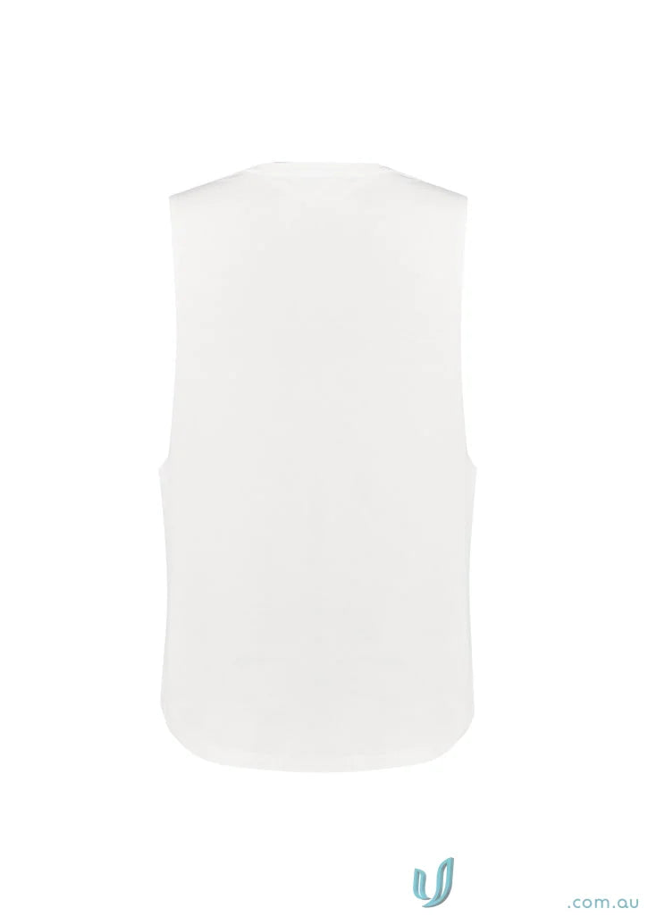White sleeveless vest on Mens Streetworx Sleeveless Tee, perfect for streetwear and drop armholes