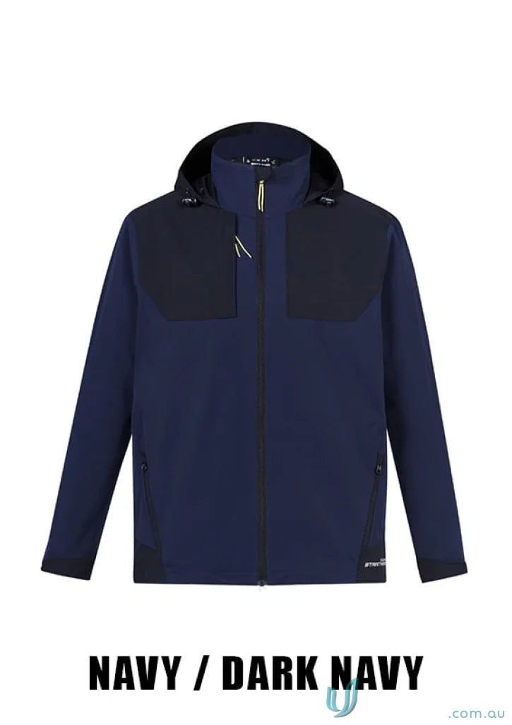 Navy and dark navy Streetworx Stretch Waterproof Jacket with quick-close cuff adjusters
