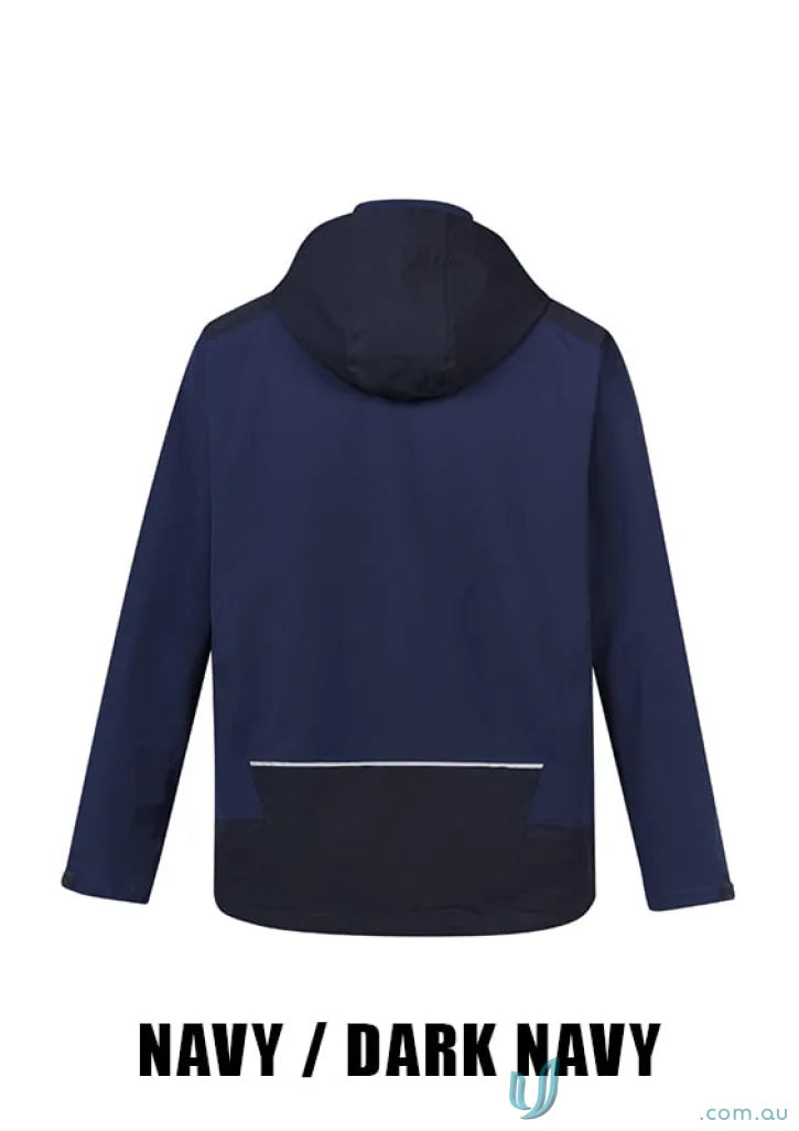 Streetworx Stretch Waterproof Jacket in navy with quick-close cuff adjusters, next-level style