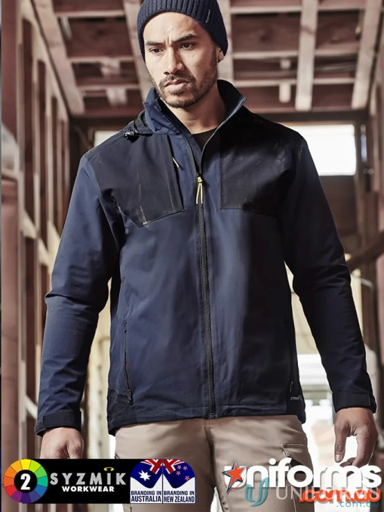 Navy blue Streetworx Stretch Waterproof Jacket with quick-close cuff adjusters