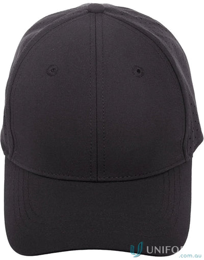 Black Stretch Laser Cut Runner’s Cap with Winning Spirit Stretch for active lifestyle