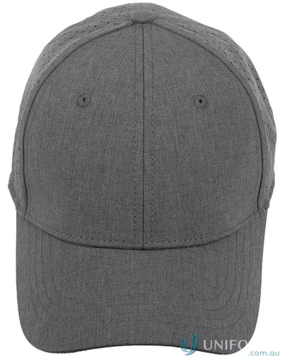 Gray stretch laser cut runner’s cap ch88 showcasing winning spirit stretch style