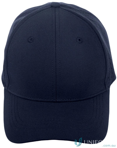 Navy blue Stretch Laser Cut Runner’s Cap with Winning Spirit Stretch design