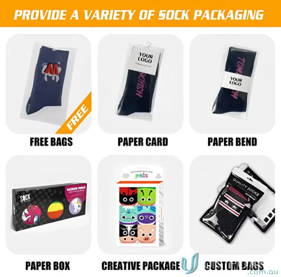 Various sock packaging options for Sublimated Sports Socks and custom sports socks products