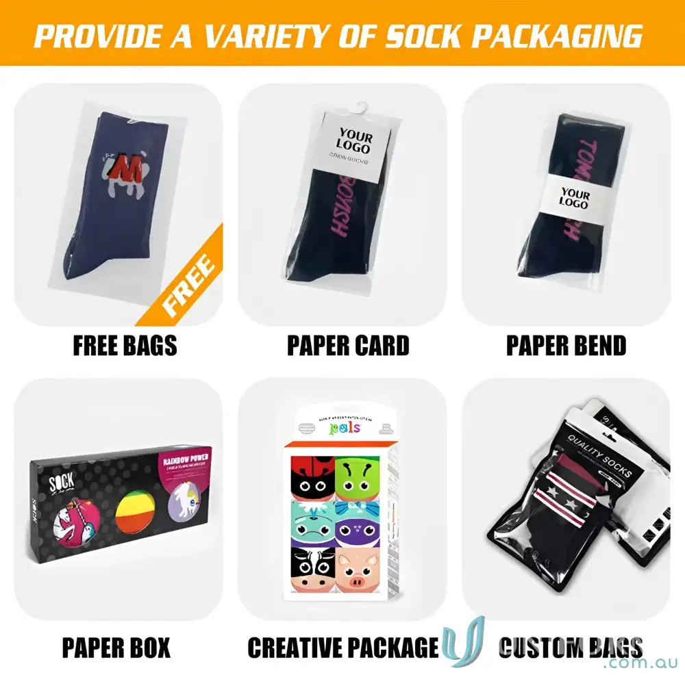 Various sock packaging options for Sublimated Sports Socks and custom sports socks