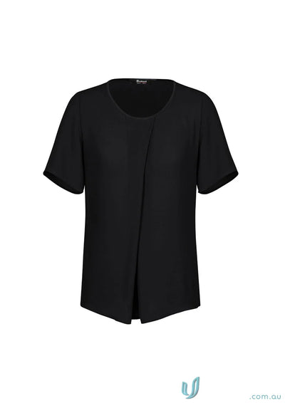 Black short-sleeved blouse Sydney Top rt065ls perfect for elegance meets everyday style