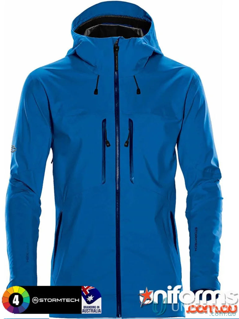 Synthesis Stormshell waterproof jacket with coverage hood and zippered pockets for uniforms