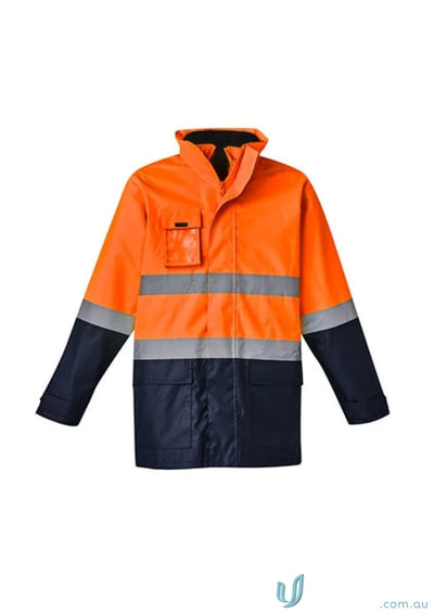 Orange and navy Syzmic Men’s waterproof jacket ZJ220 with reversible vest style