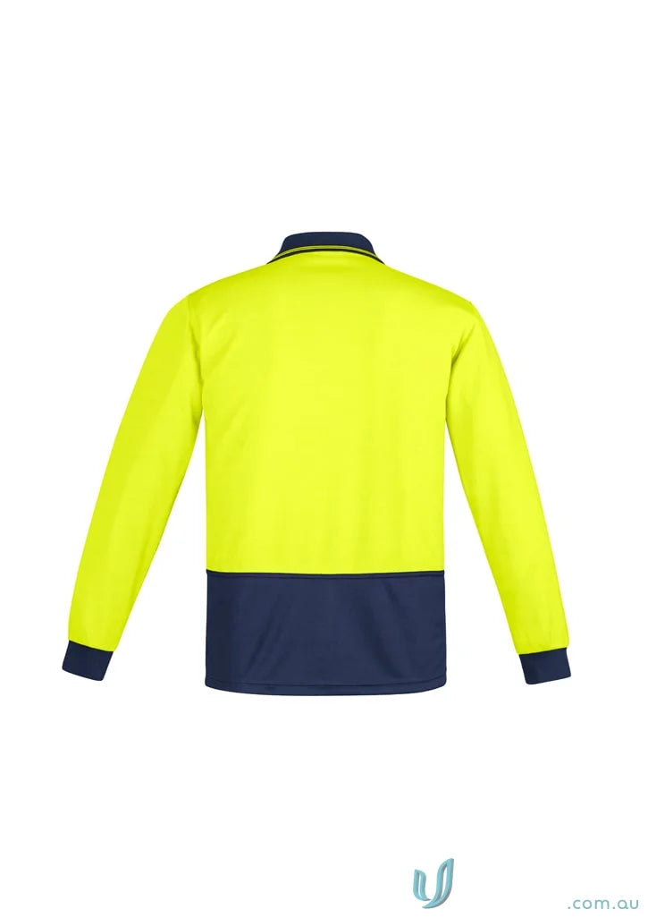 High visibility long sleeve polo shirt from Syzmik Men’s for safe work comfort
