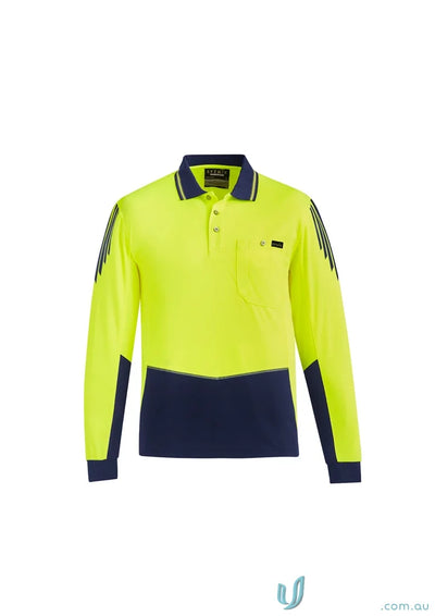 Syzmic Men’s Flux Long Sleeve HiVis Polo SZH310 for safety and comfort