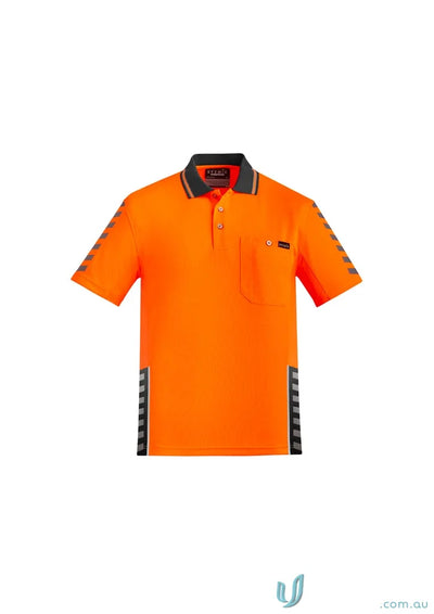 Orange vis komodo Syzmic Men’s Sleeve Polo ZH320 for high visibility and style