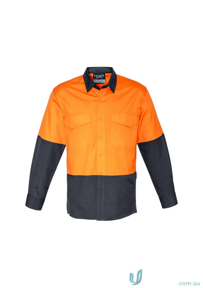 Orange and black Syzmik mens rugged cooling Vis shirt zw128 with stress point protection
