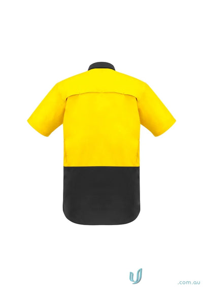 Yellow and black Syzmic Men’s Rugged Vis Short Sleeve Shirt for work comfort