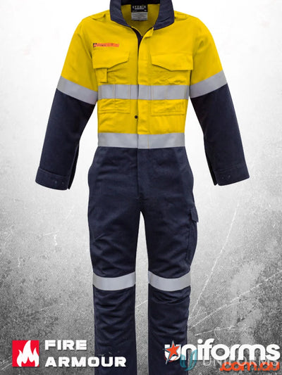 Two-tone work coverall with reflective stripes from Syzmics mens orange Hoop Taped ZC525 for all-day comfort