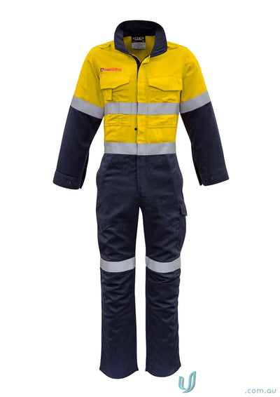 Two-tone reflective safety coverall from Syzmics mens orange hoop taped ZC525 for all-day comfort