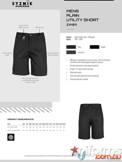Mens plain utility shorts from Syzmik Mens Plain Utility Shorts collection