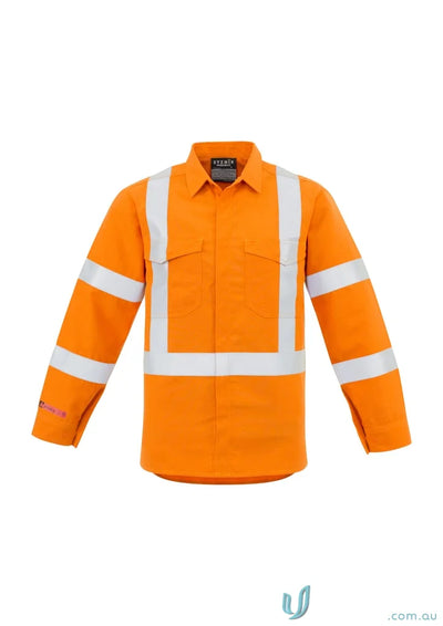 Orange high-visibility work shirt from Syzmic RAIL HRC1 X Back Taped range men’s red collection