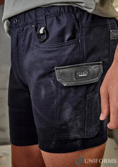 Navy work shorts with cargo pocket from Syzmic Rugged Cooling Stretch Shorts collection