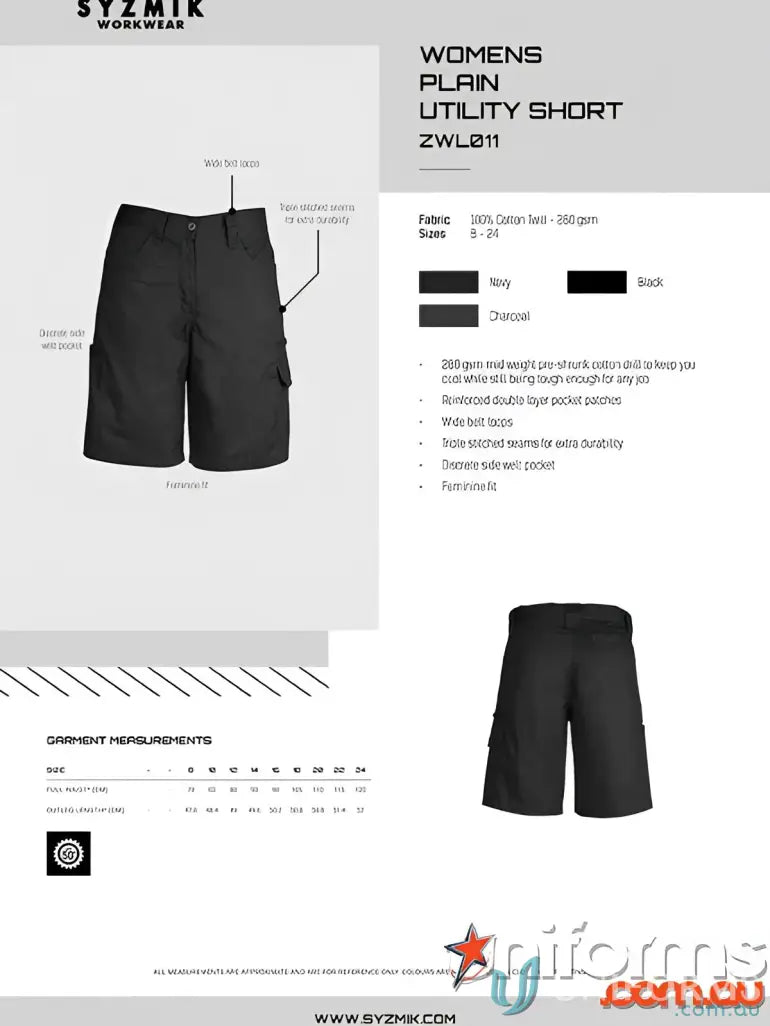 Syzmic Womens Plain Utility Short ZWL011 for unbeatable comfort and style