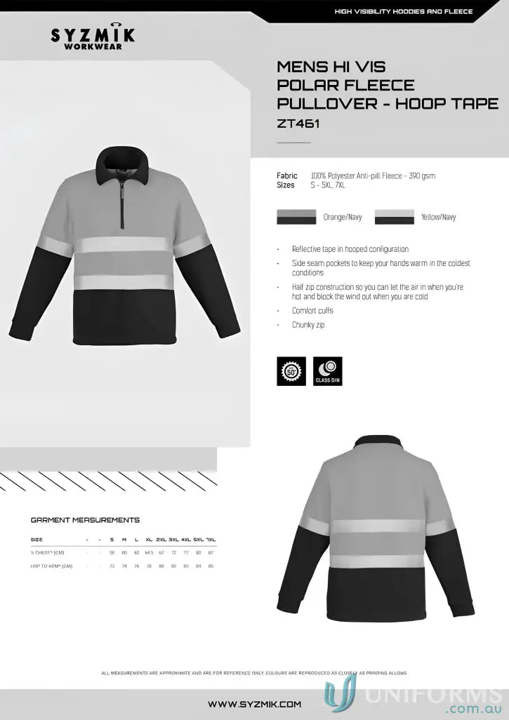 Mens hi-vis night fleece jumper hooped from Syzmik Day Night series for visibility