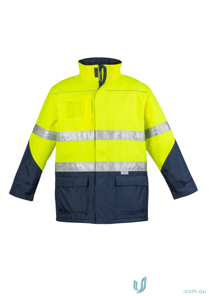 High-vis work jacket with reflective stripes from Syzmik Day/Night Quilt Storm Jacket collection