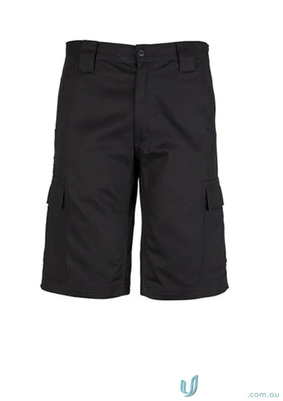 Black Syzmik Mens Midweight Drill Cargo Short ZW012 for casual comfort