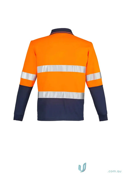 Orange and navy blue Syzmik Mens Vis Spliced Long Sleeve Hoop Taped Work Shirt