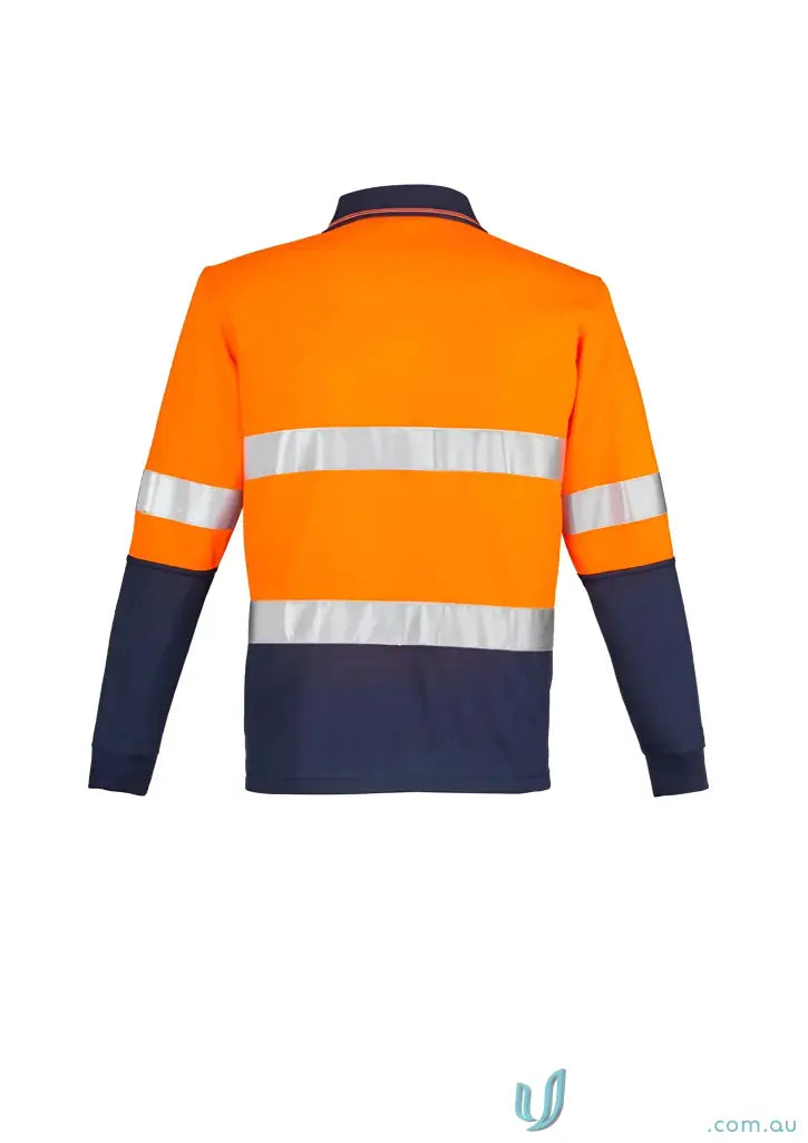 Orange and navy blue Syzmik Mens Vis Spliced Long Sleeve Hoop Taped Work Shirt