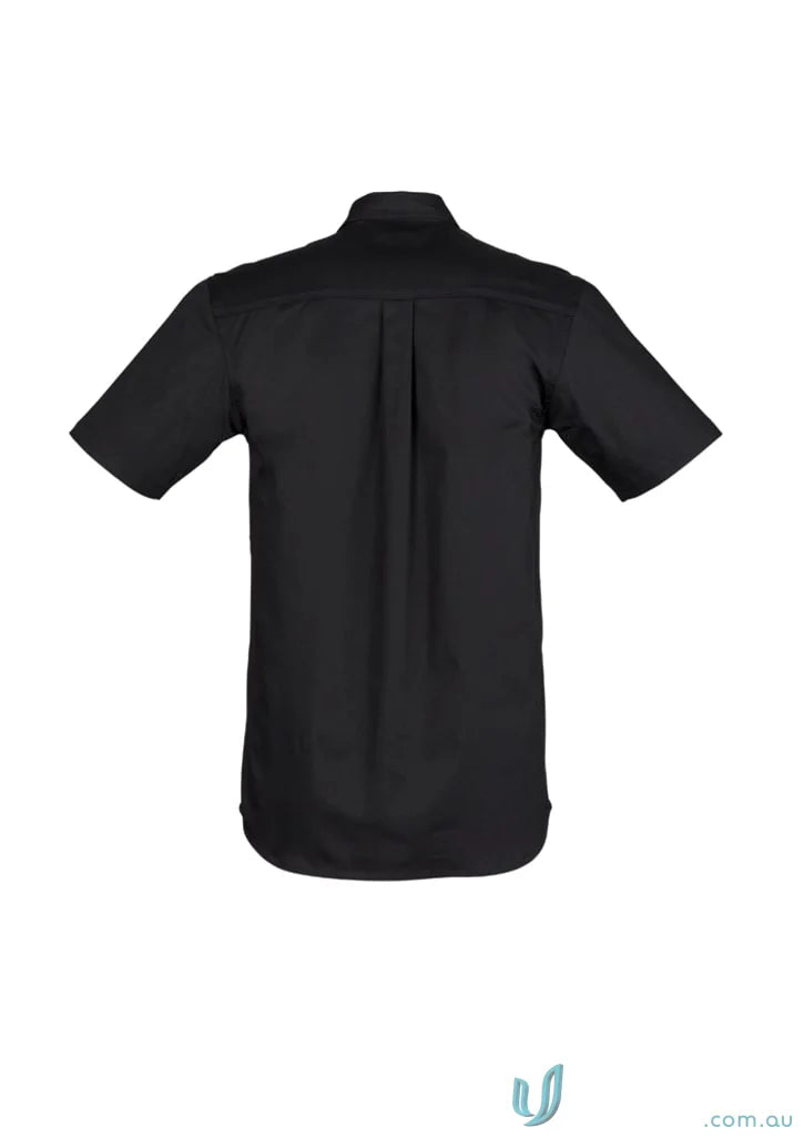 Syzmik mens lightweight tradie short sleeve shirt zw120 in black perfect for work