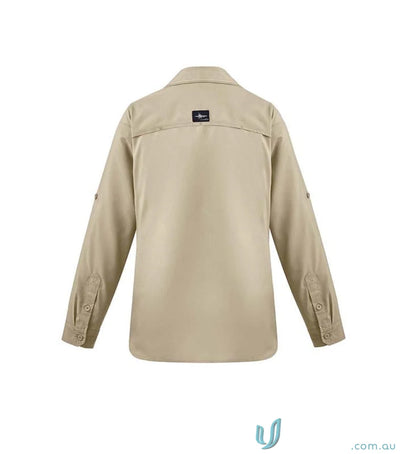 Syzmik Women’s Outdoor Long Sleeve Shirt with collar and black label back zw760
