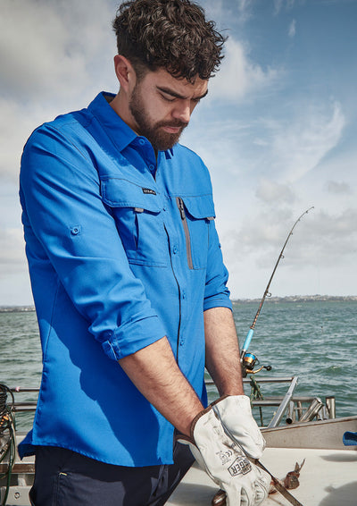 Syzmik Outdoor mens outdoor long sleeve fishing shirt in bright blue