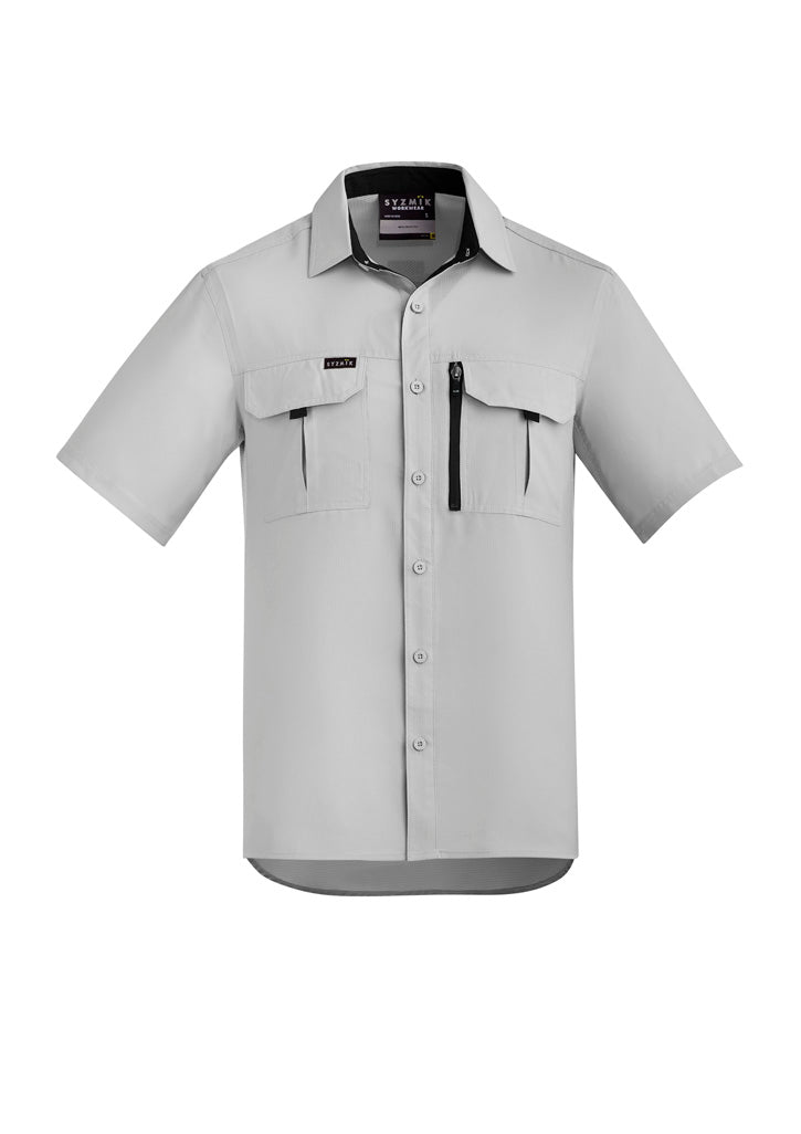 Syzmik Outdoor SS Shirt light gray short sleeve with zipper pocket