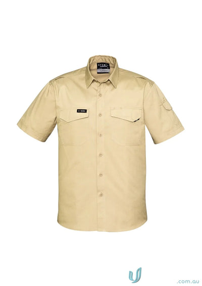 Khaki Syzmik Men’s Rugged Cooling Short Sleeve Shirt ZW405 perfect for rugged style