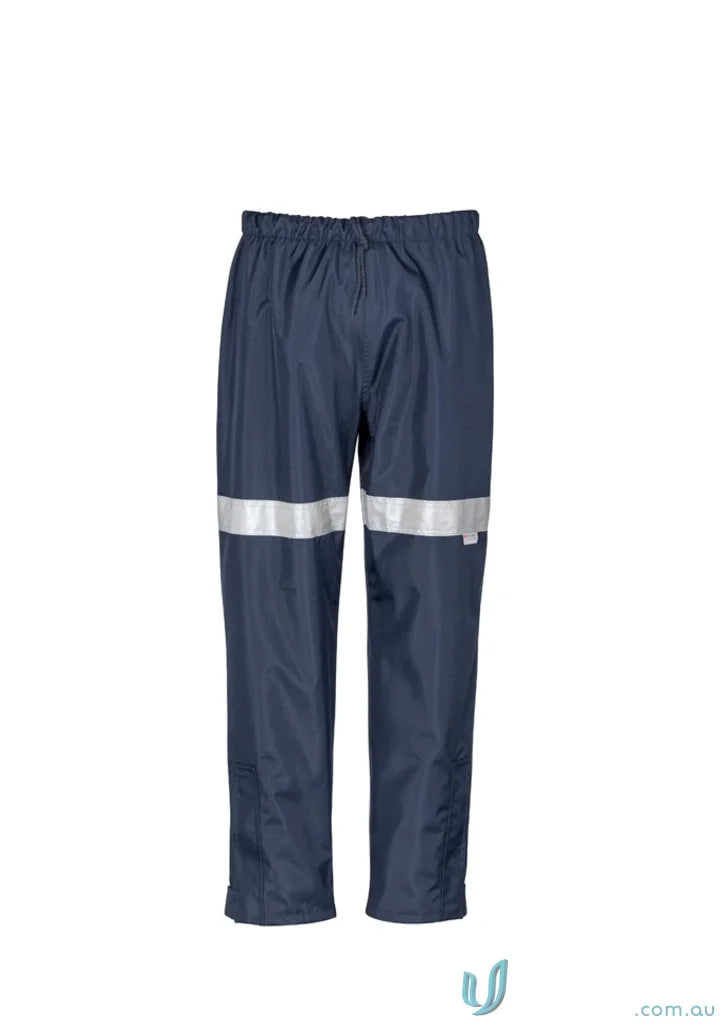 Navy blue Syzmik Taped Storm Pant ZJ352 rain pants with reflective stripes for demanding outdoor conditions