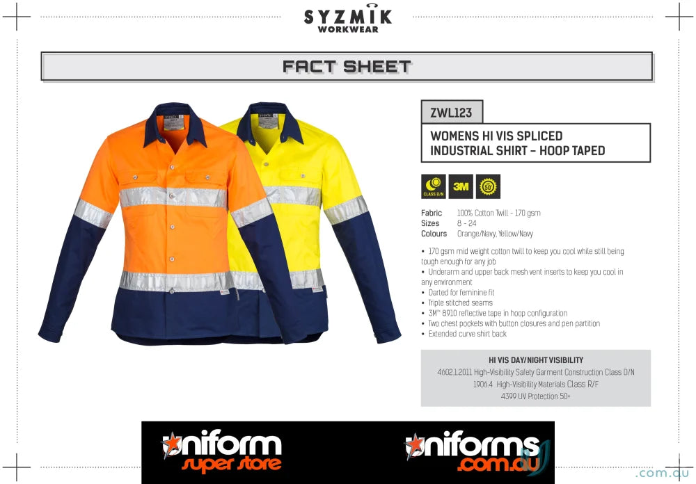 Syzmik women’s industrial shirt with hi-vis spliced design and mesh vent inserts