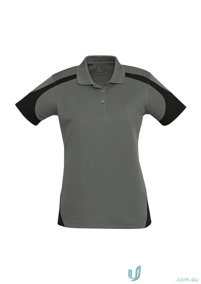 Gray and black short-sleeved Talon Polo from Biz Cool Collection Talon