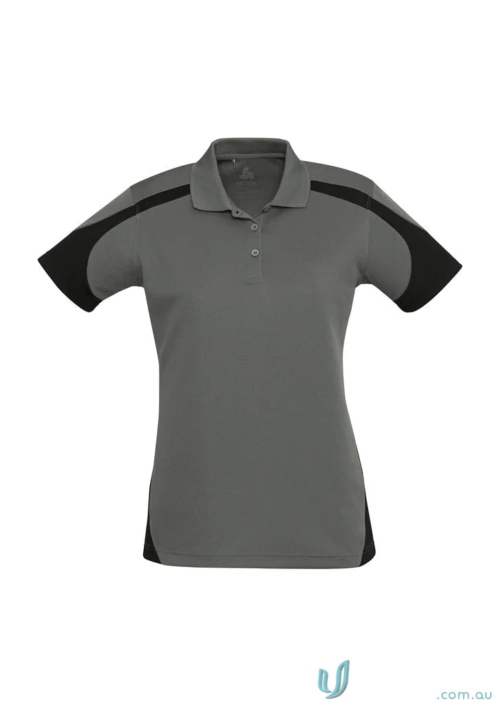 Gray and black short-sleeved Talon Polo from Biz Cool Collection Talon