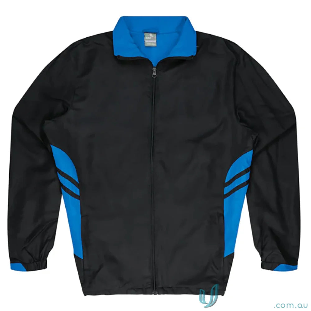 Black and blue Tasman Kids Tracktops jacket, perfect for uniforms or workwear