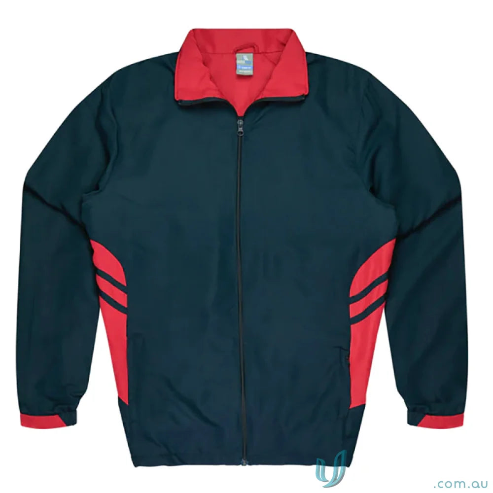 Tasman Kids Tracktops dark blue and red zip-up jacket, great for uniforms or workwear
