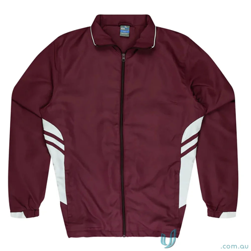 Kids Maroon and white Tasman Jacket - perfect for uniforms or casual workwear