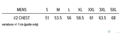 Tasman Singlet mens clothing size chart for workwear uniforms