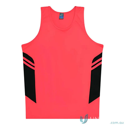 Tasman Singlet athletic tank top with black side panels, perfect for uniforms or workwear