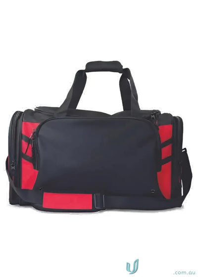 Black and red Tasman Sports Bag perfect for uniforms or workwear storage